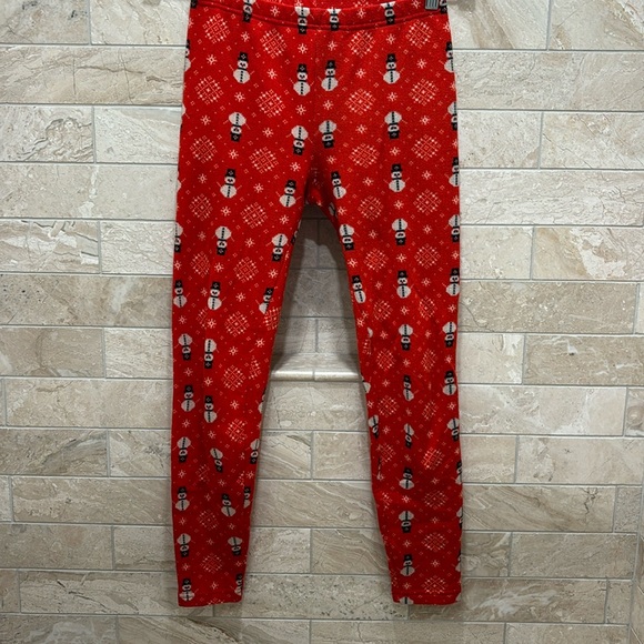 Snowman Fleece Leggings Size Medium - Picture 2 of 5